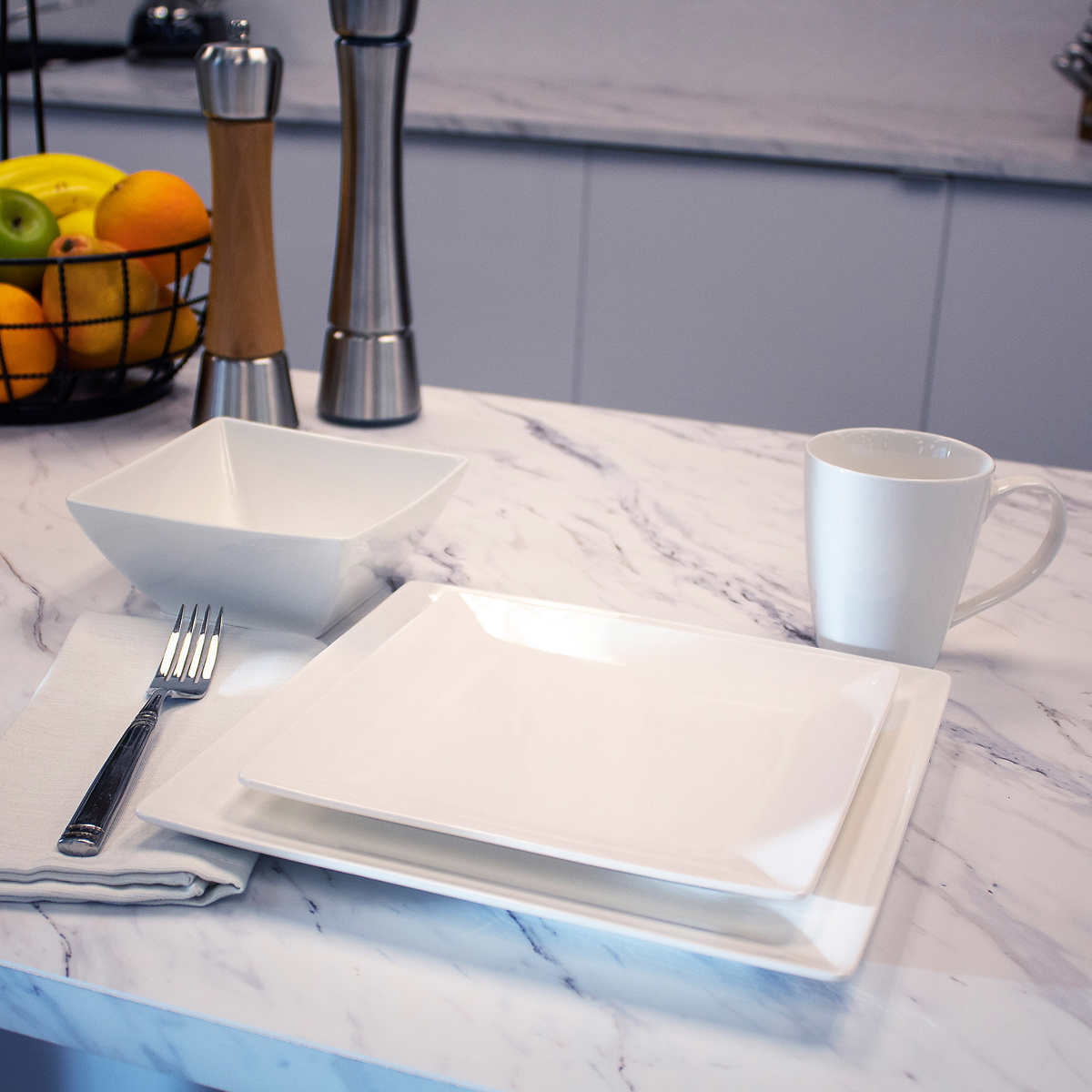 Roscher 16piece Pure Square Porcelain Dinnerware Set Walmart Canada