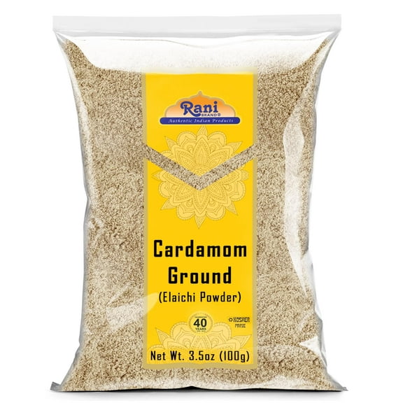 Rani Cardamom (Elachi) Ground, Powder Indian Spice 3.5oz (100g) ~ All Natural | No Color Added | Gluten Friendly | Vegan | NON-GMO | Kosher | No Salt or Fillers