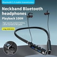 thumbnail image 3 of Auriculares Deportivos Bluetooth con Micrófono para Colgar en el Cuello, con Reproducción Extra Larga, Estéreo, Pantalla LCD, Color Azul, 3 of 5