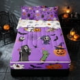 thumbnail image 2 of Homewish Halloween Cartoon Ghost Zipper Twin Comforter Sets with Fitted Sheet and 2 Pillowcases, Bat Pumpkin Zipper Bedding Set, Lavender Purple Black Orange, Pumpkin Bat Reversible, 2 of 7