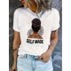 thumbnail image 1 of Camiseta gráfica inspiradora para mujer, de algodón, cuello redondo informal, elasticidad media, tejido de punto, con estampado de retrato, ajuste cómodo para todas las estaciones, camisetas informale, 1 of 6