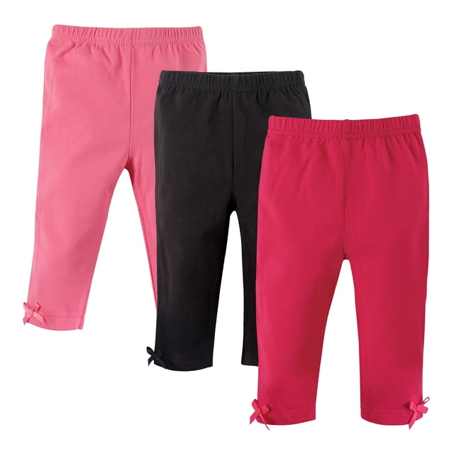 Hudson Baby Pantalones Y Leggings Unisex De Algodón Para Bebé, Color Rosa Y Negro, 12-18 Meses
