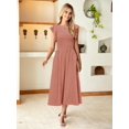 thumbnail image 4 of Vestido Simplee para mujer, a rayas, con volantes, manga corta, rojo, 4 of 6