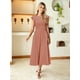thumbnail image 4 of Vestido Simplee para mujer, a rayas, con volantes, manga corta, rojo, 4 of 6