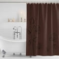 thumbnail image 2 of Brown Flowers Shower Curtain Set - 72" x 78" Washable Bathtub Curtain with 12 Hooks, Japanese Abstract Floral Plants Simple Art Waterproof Fabric Stall Shower Curtains for Bathroom/Bathtub Décor, 2 of 6