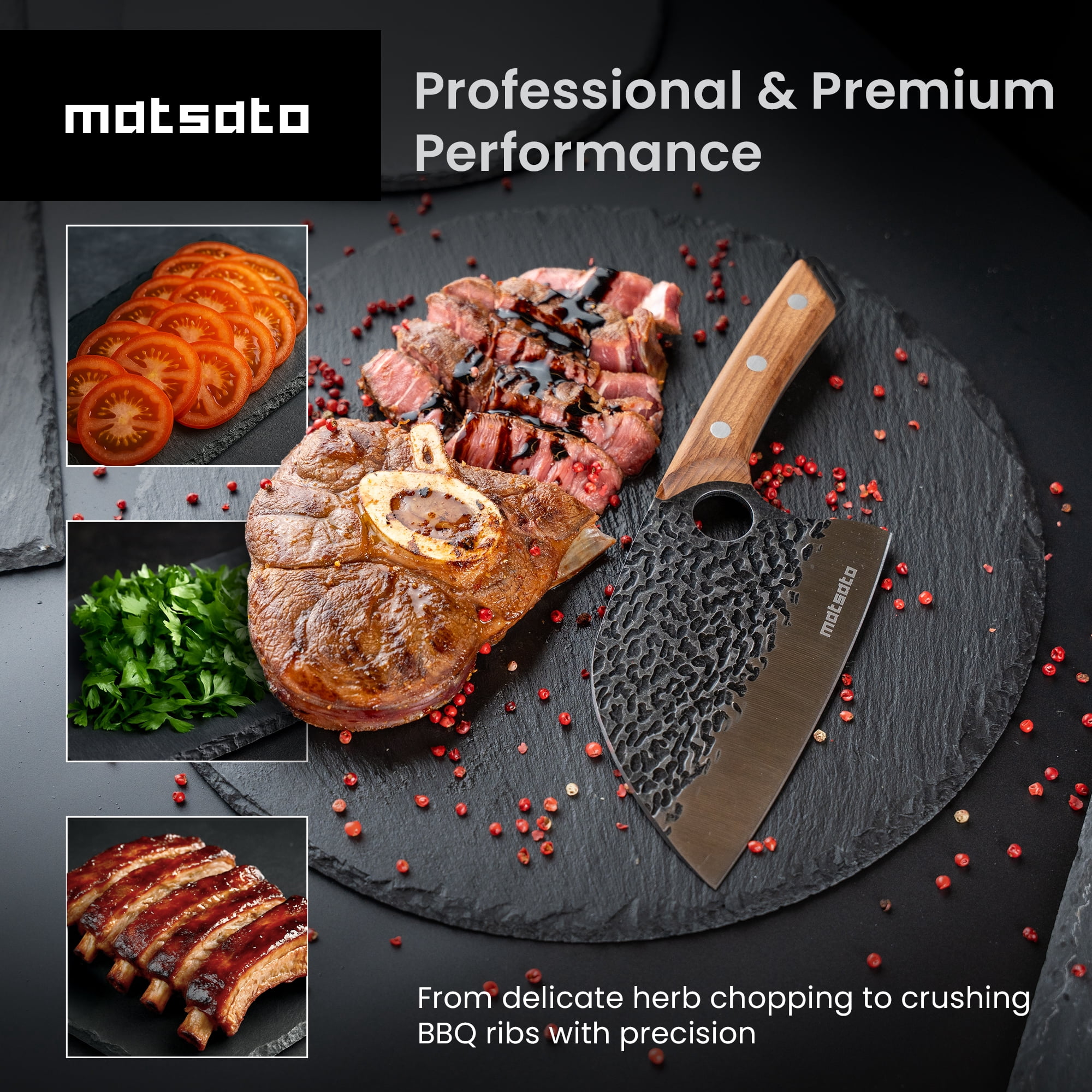 Matsato Cleaver Knife – 5.8 inch,  Japanese Steel Butcher Knife for Meat & Vegetables