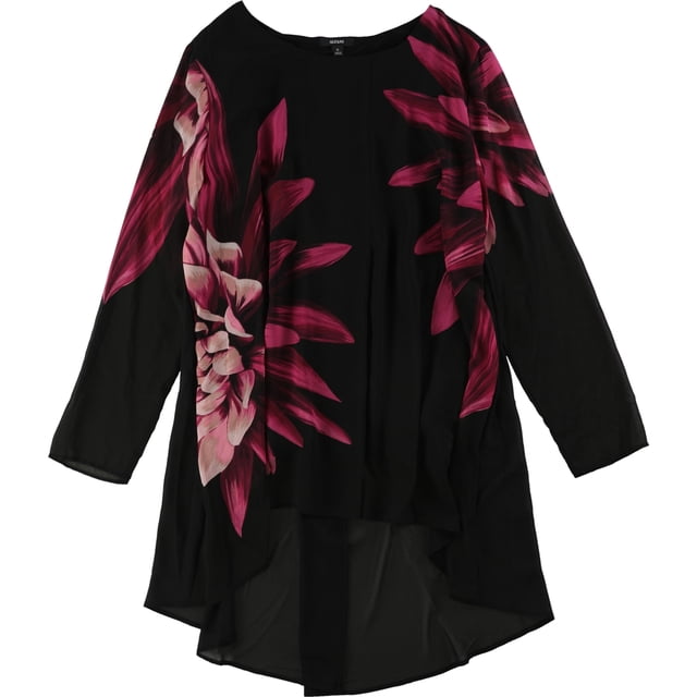 Blusa tipo túnica superpuesta Alfani para mujer negra pequeña