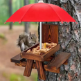 thumbnail image 2 of Wooden Squirrel Feeder Bird Pet Dining Table Bench Hanging Feeding Table Mini Umbrella Ornaments, 2 of 6