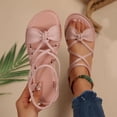 thumbnail image 2 of Xfvqtps Women Roman Strappy Sandals Flat Crisscross Elastic Strap Summer Sandals Casual Shoes Walking Sandals, 2 of 9