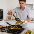 thumbnail image 6 of Bxaolu Cooking Utensils Set of 6, Plastic Kitchen Utensils with Handle, Non-stick Cookware Friendly,Heat Resistant, Includes:Spatula/Turner/Serving Spoon/Soup Ladle/Slotted/Spaghetti Server(Black), 6 of 7