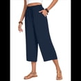 thumbnail image 2 of Pantalones Cortos para Mujer, Informales, con Cordón y Bolsillos, Holgados, de Cintura Alta y Pierna . Azul Marino S, 2 of 6