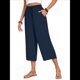 thumbnail image 2 of Pantalones Cortos para Mujer, Informales, con Cordón y Bolsillos, Holgados, de Cintura Alta y Pierna . Azul Marino S, 2 of 6