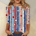 thumbnail image 2 of 4th of July Womens Shirts 3/4 Sleeve Tshirts Casual Red White and Blue Print Tops USA 250th Anniversary Celebration Party Pullover Independence Day Patriotic Crew Neck Blouses Navy M, 2 of 5