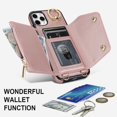 thumbnail image 2 of ShellTech for iPhone 11 Pro Max Case with Card Holder and Strap - Zipper Pocket,Crossbody Lanyard Strap,Credit Card Holder,Stand Ring,Cute Phone Wallet Case for Women,Rosegold, 2 of 10