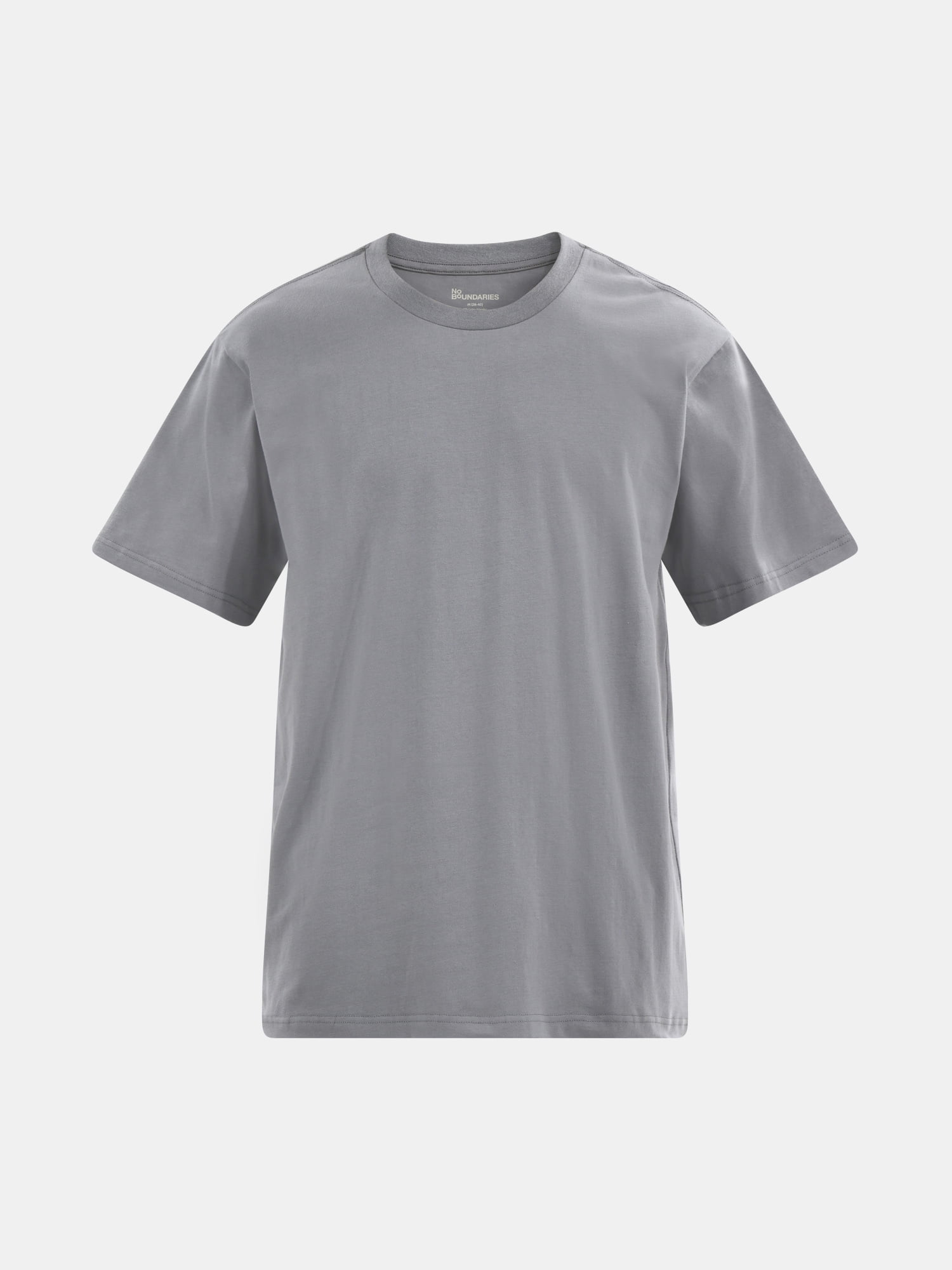 No Boundaries Flat Grey Basic Crewneck Undershirts with Short Sleeves, 2-Pack, Men's