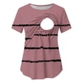 thumbnail image 4 of Gytharion Maternity Nursing Blouse for Women Round Neck Stripes Breastfeeding Tshirts Fashion Casual Short Sleeve Pregnancy Tops, 4 of 6