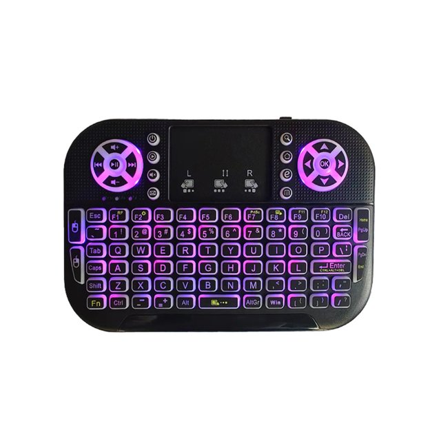 A8 Mini Clavier Rétro-Éclairage Tactile 2.4G Bluetooth Compatible Sans Fil Mini Clavier avec Pavé Tactile pour Smart TV Box - Noir