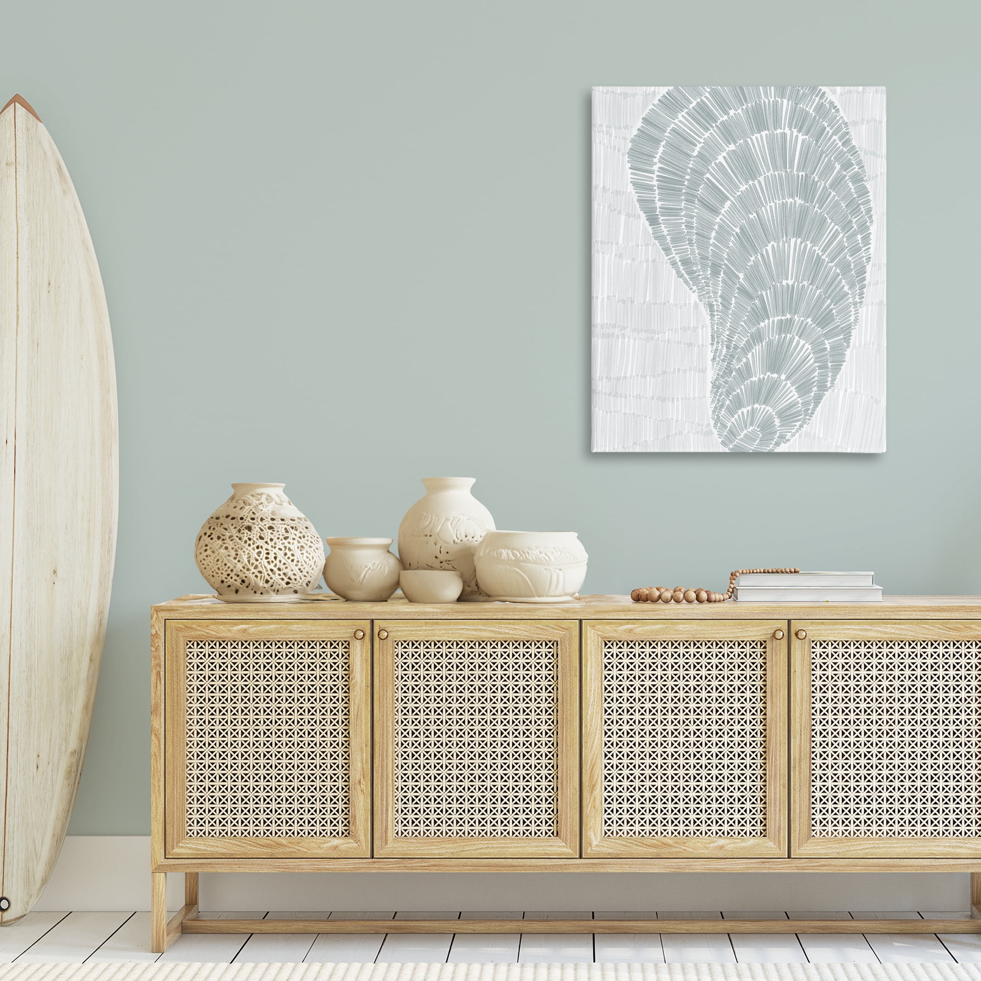 Stupell Industries Sketched Oyster Shell Nautical & Beach Painting Wrapped Canvas Art Print Wall Art, 30 x 40
