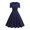 Navy, variant on Women's Dress Summer Solid Color Crew Neck Mid-Length Dress Leisure Slim Fit Short Sleeve Beach Dress