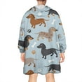 thumbnail image 2 of Cute Dachshund and Dog Footprint Wearable Oversized Blanket,Wearable Blanket Hoodie for Adults,Cozy Hooded Blankets with Super Pockets,Super Warm Fuzzy Pullover for Women & Men, 2 of 6