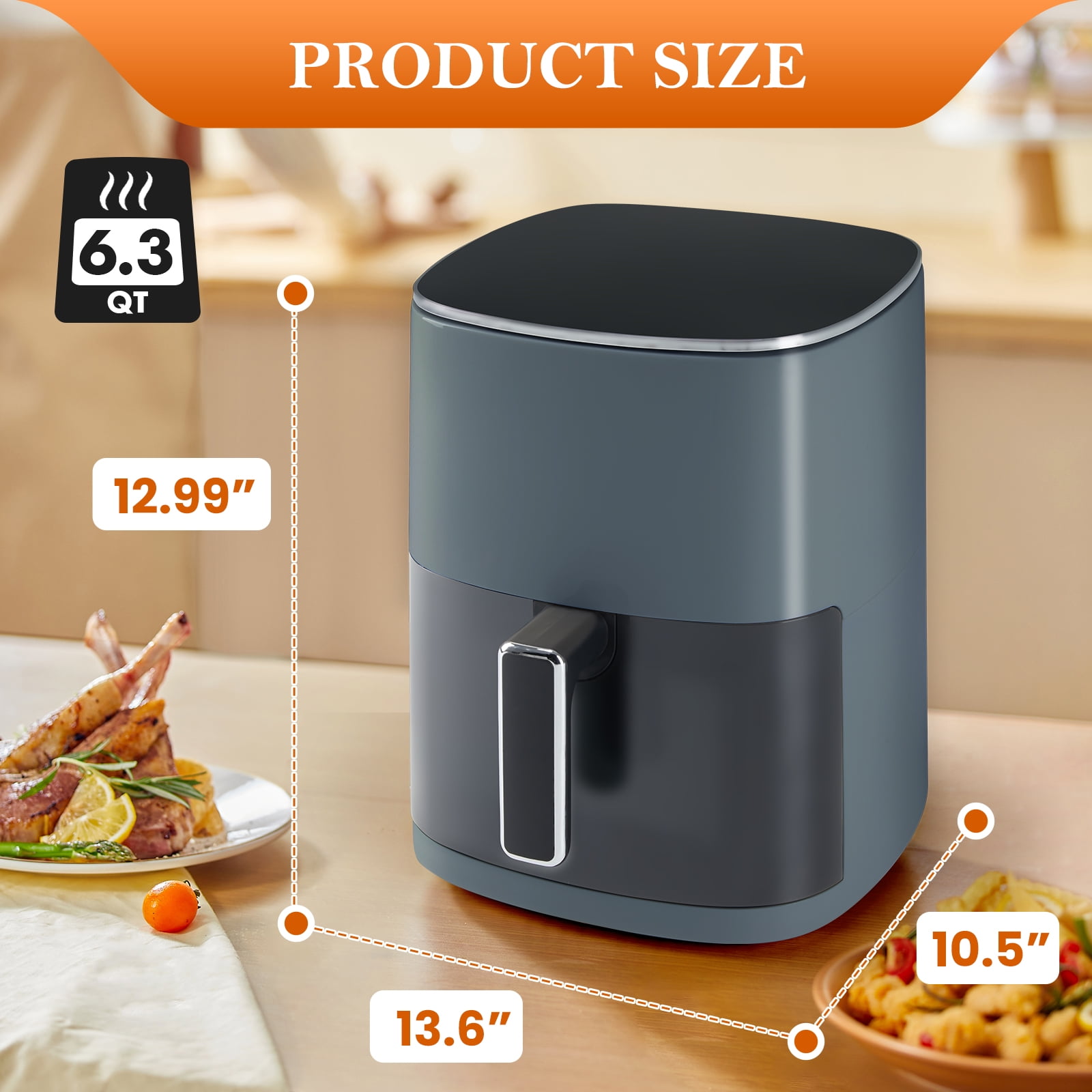 JOINSUN 6 QT Air Fryer, 12-in-1 Air Fry with Window Square for Healthy Cooking