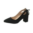 thumbnail image 3 of XIMIN Womens Heeled Pump Classic Pointed Toe Chunky High Heels Bowknot Elegant Slip On Work Shoes Dress Pumps Office Shoes Fashion (12, Black), 3 of 3