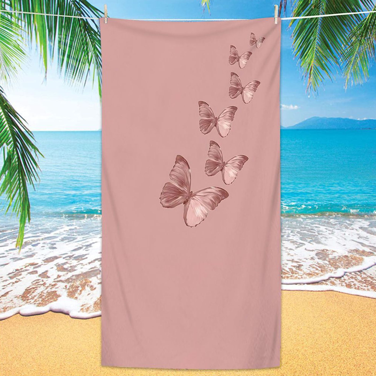 Cute Butterfly Microfiber Beach Towel Oversized for Adults Kids, 63