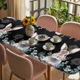 thumbnail image 3 of Easter Bunny Table Cloths for 8 Foot Rectangle Tables, Eucalyptus Leaves Rabbit Flowers Black Patio Waterproof Elastic Fitted Tablecloths, Washable Rectangular Table Cover for Camping, 3 of 8
