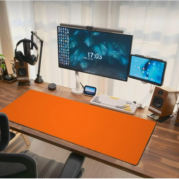 Orange Mouse Pad Extended Large Gaming Mousepad XL Big Long Oversized Desk Mat Stitched Edges 31.5 X 11.8 Inch for Home Office