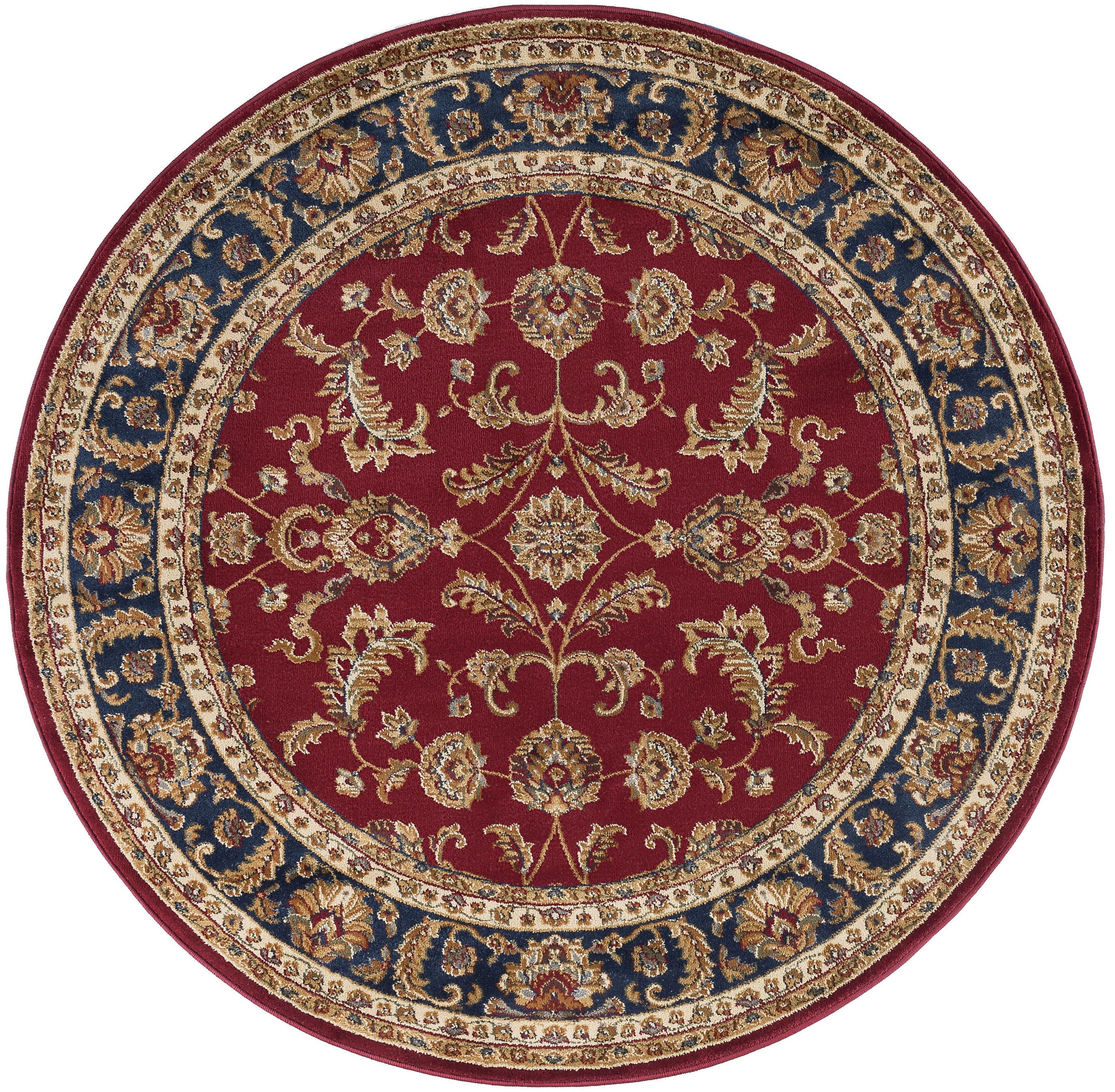 Sensation Transitional 5' Round Red and Beige Polypropylene Indoor Area Rug
