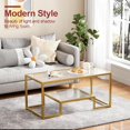 thumbnail image 4 of Gold Glass Coffee Table with Storage, 2 Tiers Rectangular Center Table for Living Room, Modern Ribbed Glass Accent Table with Sturdy Metal Frame, 4 of 8