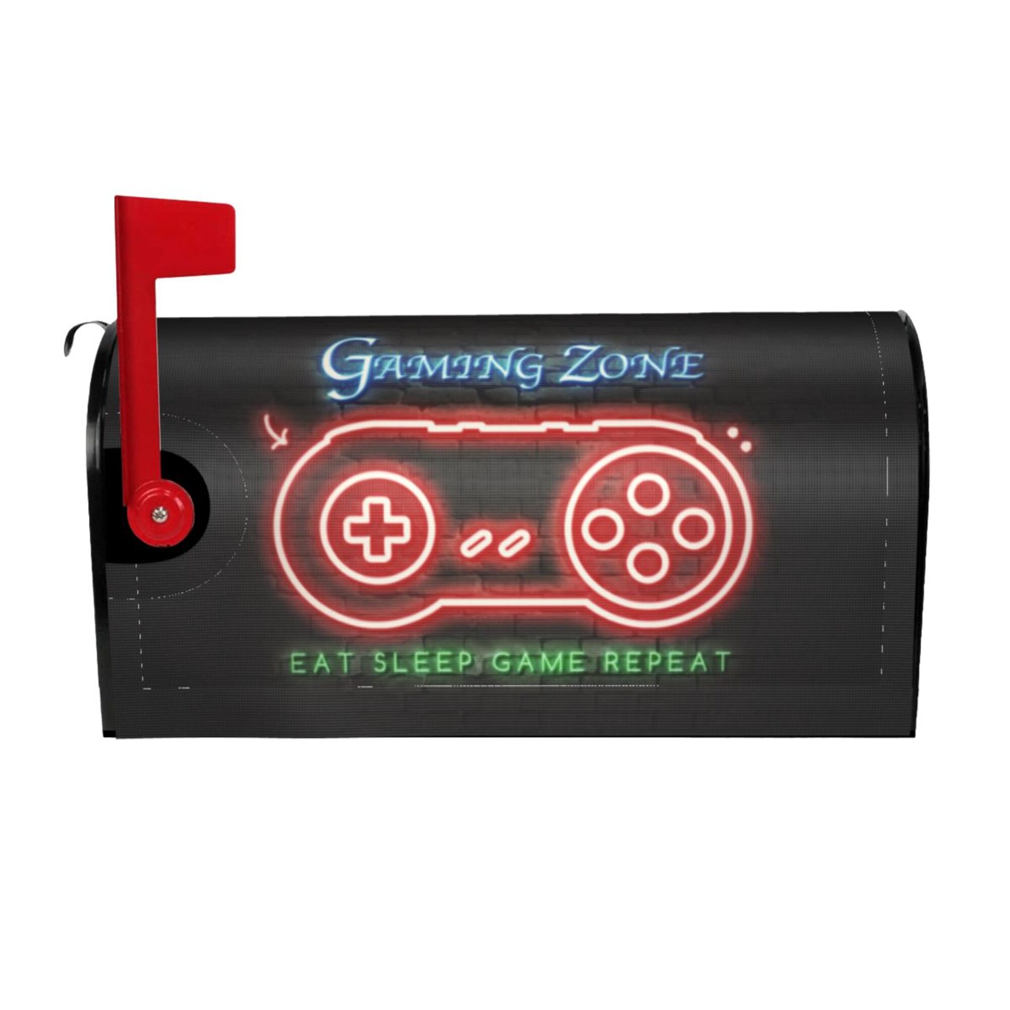 TEQUAN Neon Cool Handle Gamer Zone Magnetic Mailbox Cover, Mailbox ...
