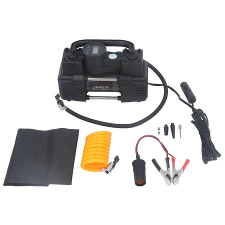 

Tire Inflation 100PSI 60L/MIN LED Lamp Lighting Overload Protector 12V Air Compressor Dual Cylinder Rubber Foot Pad For Motorcycles Bikes