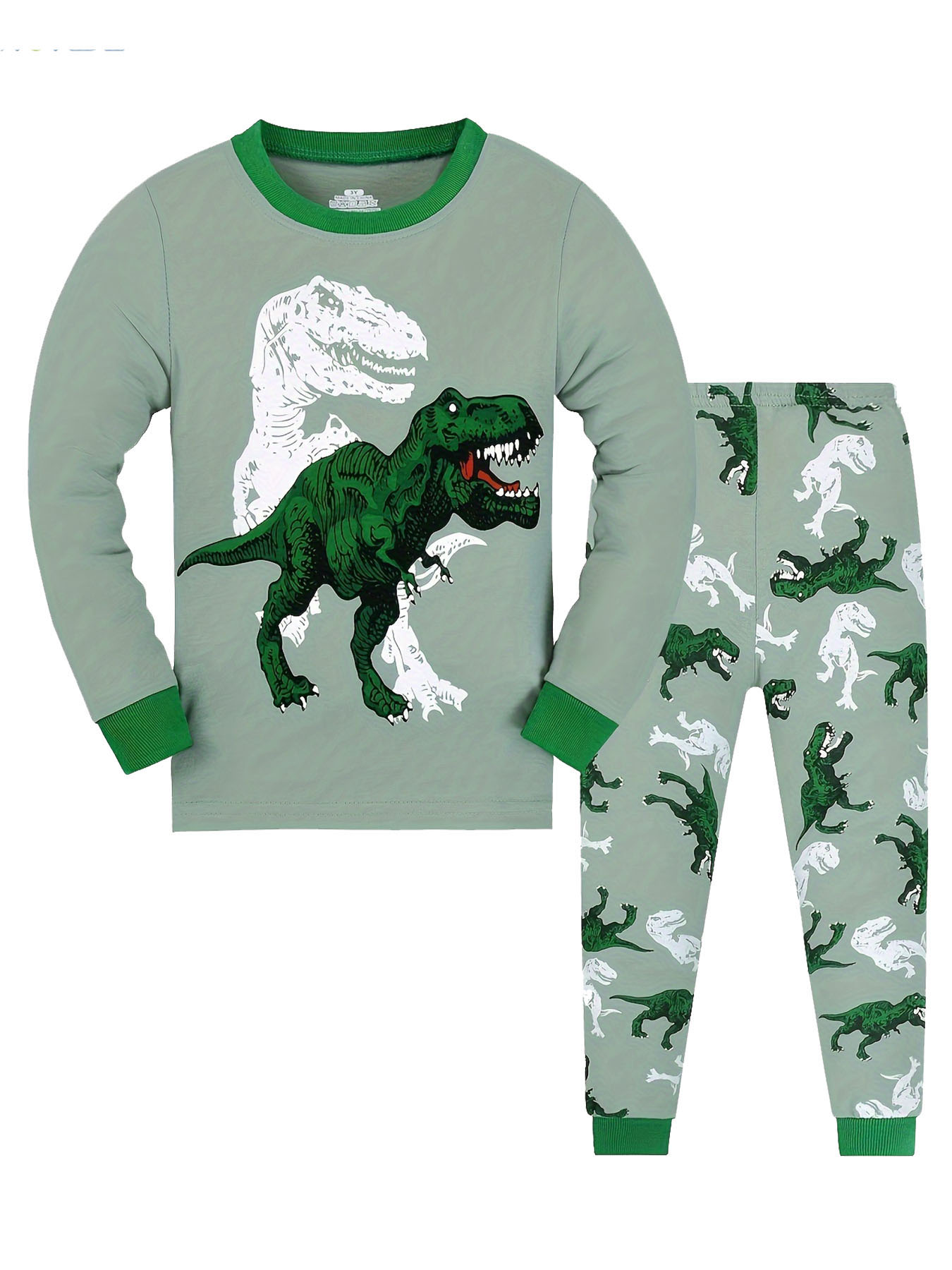 WIBACKER Boys Dinosaur Long Sleeve Pajama Set photo 3