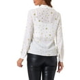 thumbnail image 3 of INSPIRE CHIC Blusa de Manga Larga Metálica Brillante con Estrellas Vintage para Mujeres S Blanca, 3 of 5