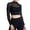 Black, variant on Women's Long Sleeve Mesh Yoga Set with Built-In Support Bra and High-Waist Leggings for Fitness Running Workout