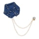 thumbnail image 1 of Pin de solapa de flor de rosa Uxcell para traje de hombre, pin de flor de tela con insignia dorada y cadena de borlas para bodas [Azul marino], 1 of 7