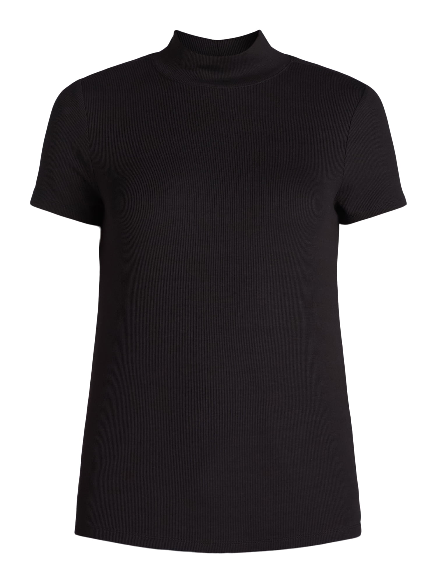 Time and Tru Women's Mock Neck Top with Short Sleeves, 2-Pack, Sizes XS-XXXL