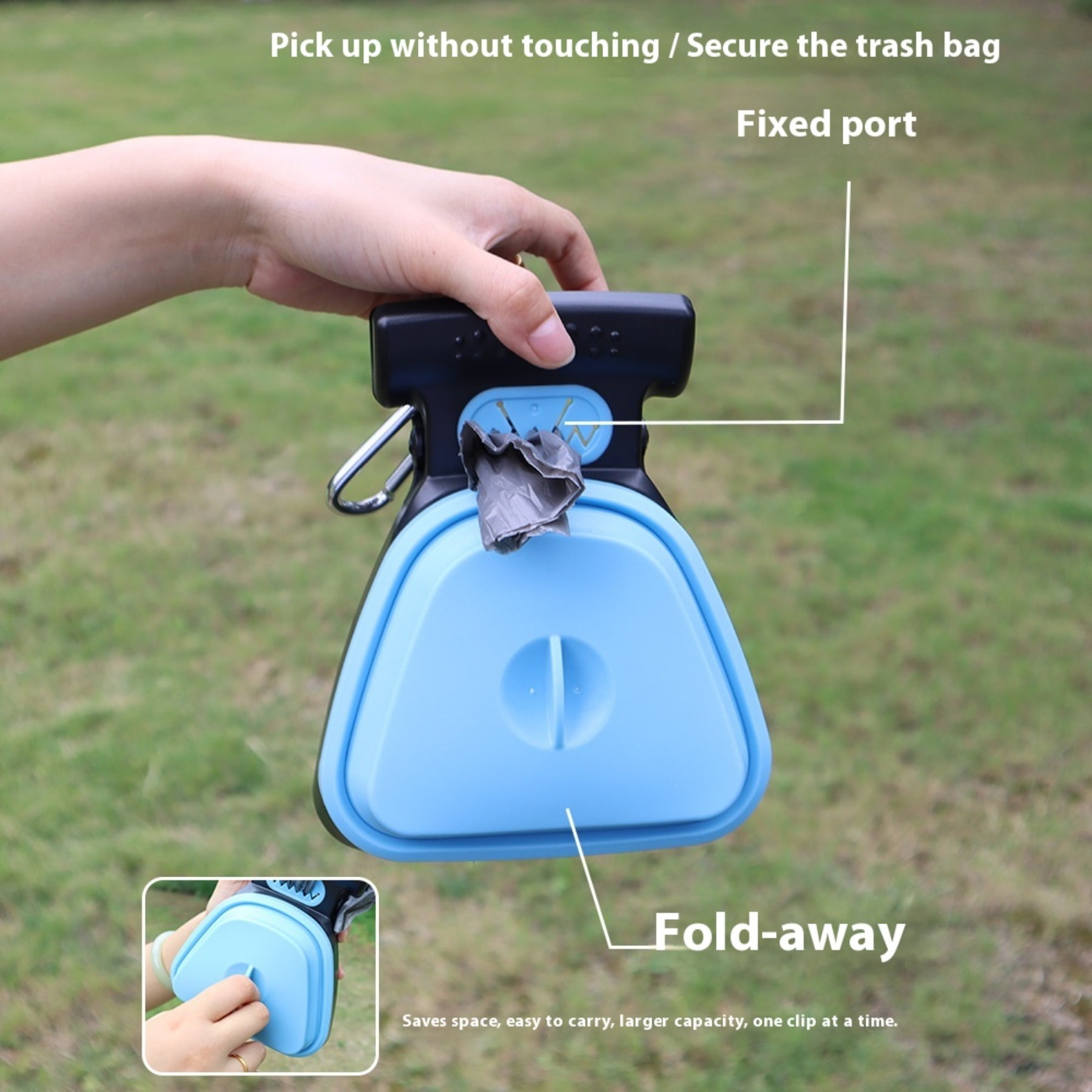 Dog Poop Bag Holder and Scooper 2 in 1 Portable Waste Disposal Tool for Outdoor Walking with Built-in Bags