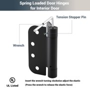 WellMade 4 in. Self-Closing Spring Hinge, Matte Black Steel Adjustable Door Hinge with Screws and Tools, UL Certified, 2 pack