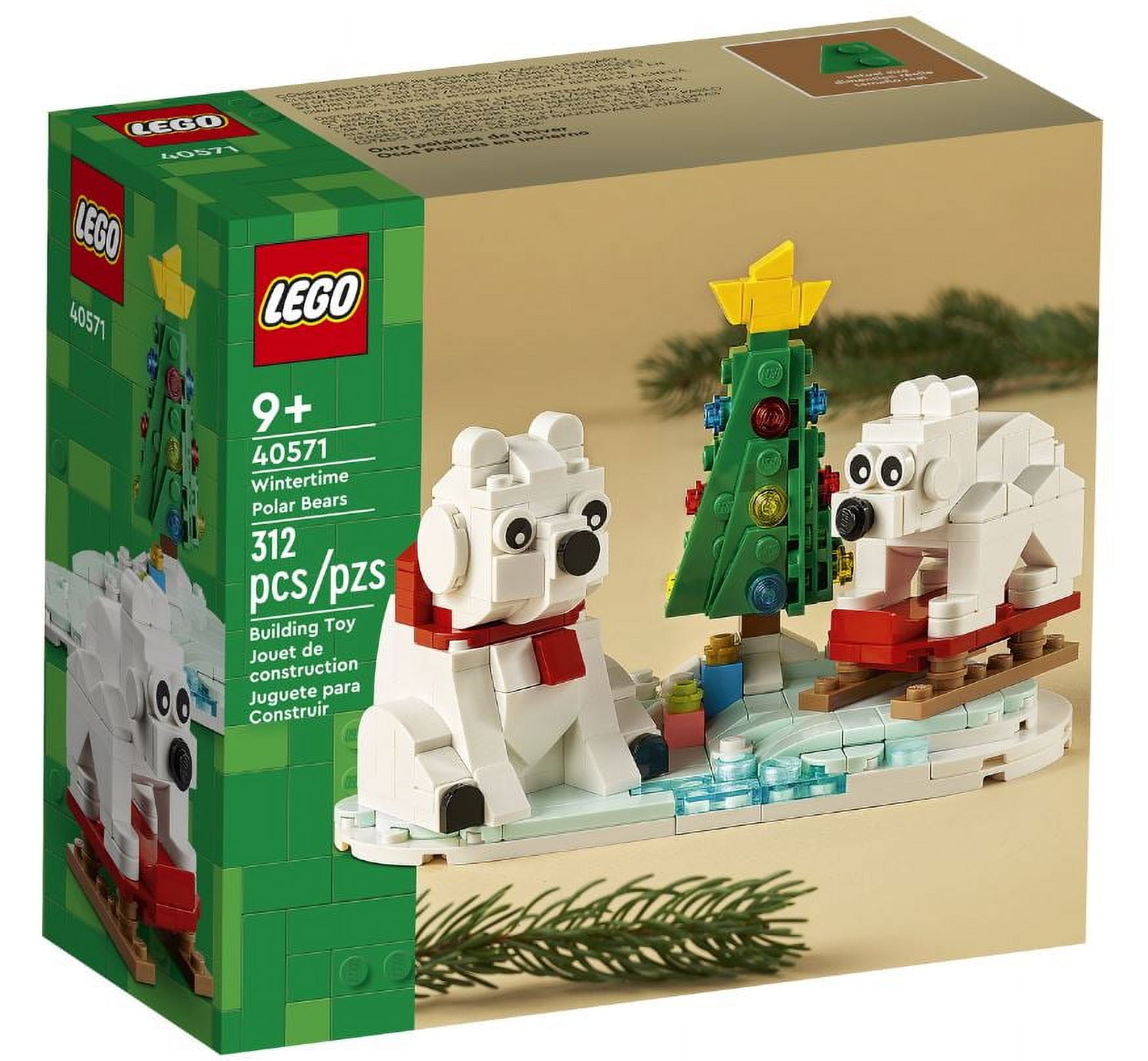 LEGO Wintertime Polar Bears 40571 Christmas Décor Building Kit, Polar Bear Gift, Great Stocking Stuffer for Kids, Features a Christmas Tree Toy and Two Polar Bear Toys
