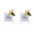 thumbnail image 1 of Adornos acrílicos Para pastel Naiovety Feliz Cumpleaños Flores Rosas Decoración Blanco Cuadrado 2Conjunto, 1 of 6
