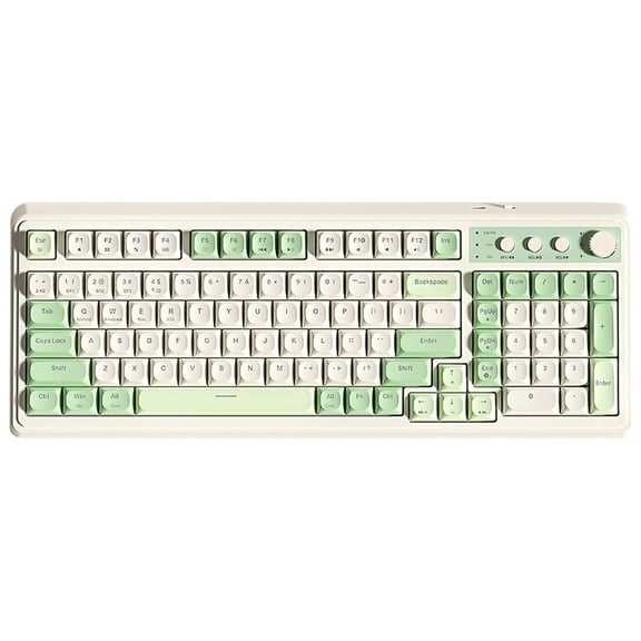 AULA S99-Key Tri-Mode Gaming Keyboard, Bluetooth/2.4GHz/USB-C, RGB Backlit, Numpad, Media Knob, Mechanical Feel, Green