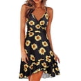 thumbnail image 2 of Vestido HUOGUO, sin mangas, cuello en V, estampado casual, para mujer, 2 of 5
