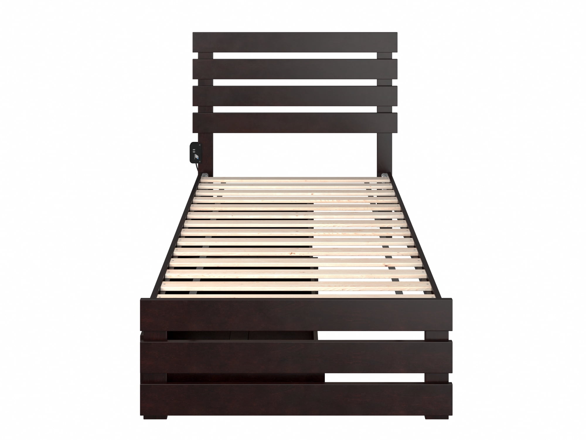 AFI Oxford Twin XL Wood Platform Bed with Headboard Footboard & 2 Storage Drawers Espresso