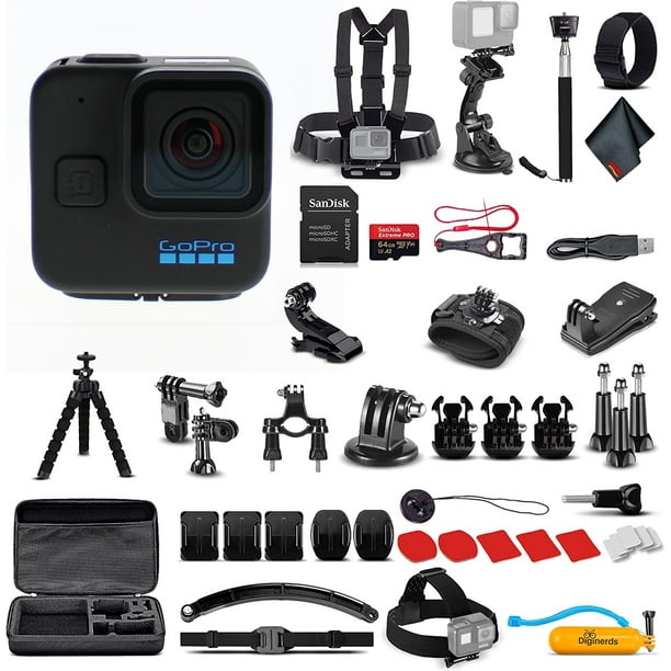 GoPro HERO11 (Hero 11) Black Mini - Caméra d'action étanche avec vidéo  Ultra HD 5,3K, photos 24,7 MP, capteur d'image 1/1,9, stabilisation  (CHDHF-111-TH) + kit d'accessoires 50 en 1 + carte 64