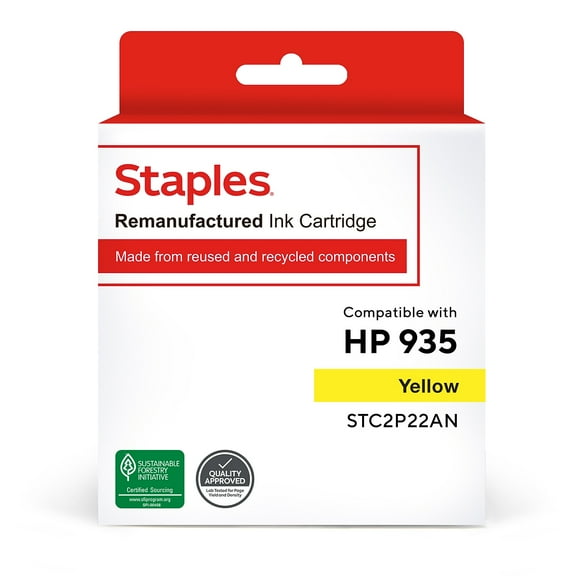 Staples TRU RED Reman Yellow Standard Yield Ink Cartridge Replacement for HP 935 TRC2P22AN