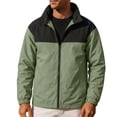 thumbnail image 5 of qelini Jackets for Men Windbreaker Big and Tall Long Sleeve Zipper Shirt Outdoor Hiking Collar Pocket Color Block Waterproof Jacket, 5 of 7