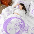 thumbnail image 4 of Castle Fairy Girls Monogrammed Letter 7-Piece Bedding Comforter Set,Purple Bow King Bedding Sets,Dreamy Princess Ultra Soft Bed Sheets,Super Cozy Room Decor, 4 of 8