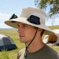 thumbnail image 6 of RICHMJ Solar Powered Fan Hat for Men Women, Wide Brim Hat with 2 Fans UPF 50+, For Outdoor Fishing Beach Sun Hat ,Mountaineering(A), 6 of 7